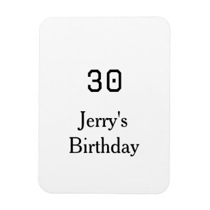 Ímã aniversário de 30 anos nome em letra negrito data