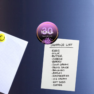 Imã aniversário de 30 anos roxo preto dourado salve a 