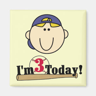 Imã Aniversário de 3 anos de Baseball Bloneiro