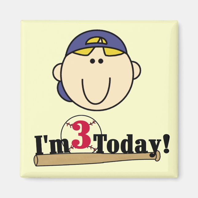 Imã Aniversário de 3 anos de Baseball Bloneiro (Frente)