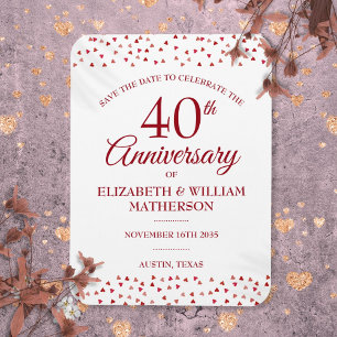 Ímã Aniversário de 40 Anos de Casamento Ruby Hearts Sa