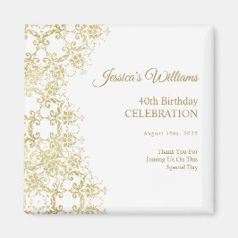 Imã Aniversário de 40 anos de Damask Dourado Clássico