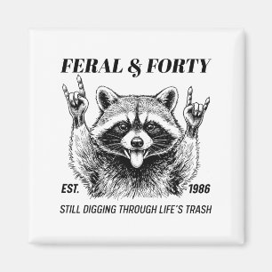 Imã Aniversário de 40 anos engraçado Est 1986 Feral e