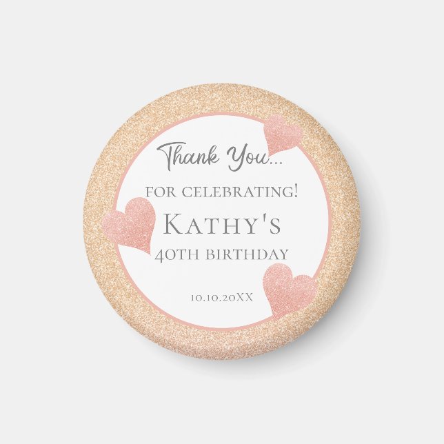 Imã aniversário de 40 anos Party Gift Sunset Orange (Frente)