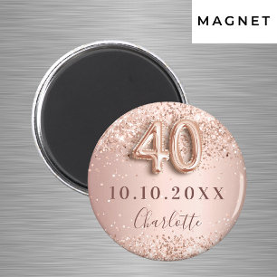 Imã Aniversário de 40 anos rosa ouro blush save the da