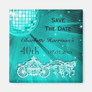 Imã Aniversário de 40 anos Sparkly Coach & Horses Save