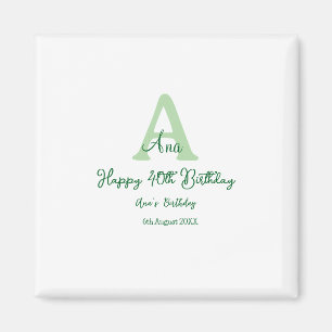 Imã Aniversário de 40 anos verde feliz adicionar nome 