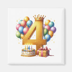 Imã Aniversário de 4 anos dourado