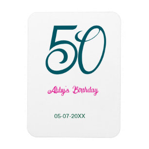 Ímã aniversário de 50 anos adicionar nome ano turquesa