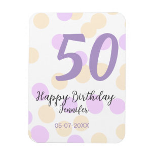 Ímã aniversário de 50 anos adicionar nome data roxo la