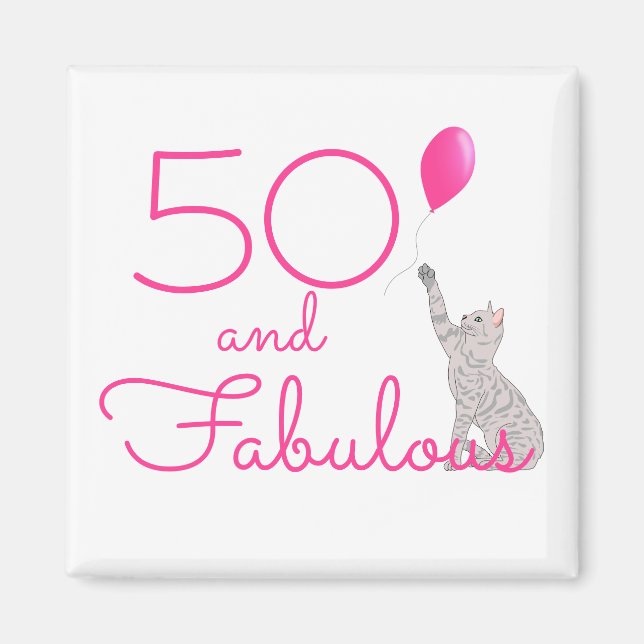Imã Aniversário De 50 E Gatos Fabulosos (Frente)