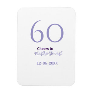 Ímã aniversário de 60 anos fabuloso roxo nome data est