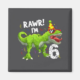 Imã Aniversário de 6 anos do T Rex Dinossauro Divertid