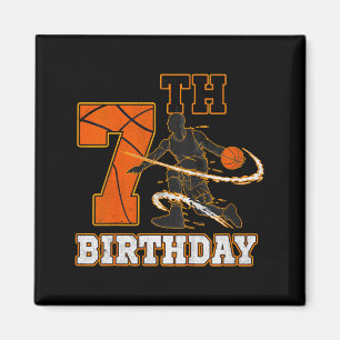 Imã Aniversário de 7 anos de crianças basquete meninos
