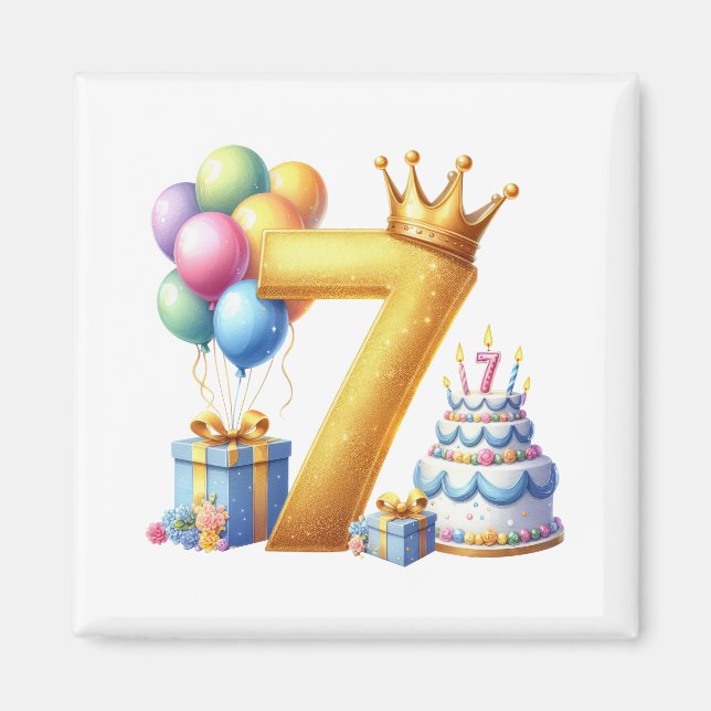 Imã Aniversário de 7 anos dourado (Frente)