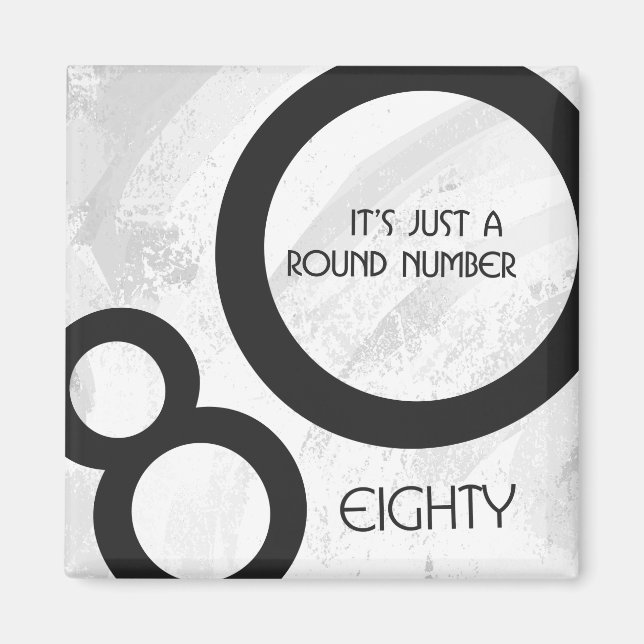 Imã Aniversário de 80 Décadas Branco (Frente)