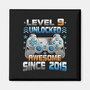 Imã Aniversário de 9 Anos Meninos Gamer 9 Anos Nível 9