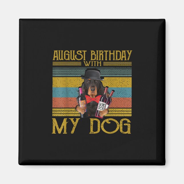 Imã Aniversário De Agosto Com Meu Gordon Setter Dog 20 (Frente)