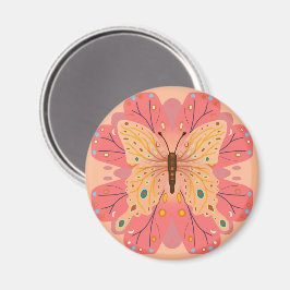 Imã Aniversário de Borboleta Rosa e Pêssego