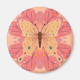 Imã Aniversário de Borboleta Rosa e Pêssego