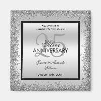 Aniversário de Casamento de 25 Negra e Silver