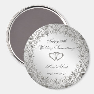 Imã Aniversário de Casamento de 25 Silver Flourish
