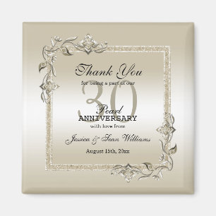 Imã Aniversário de Casamento de 30 Pearl Gem & Glitte