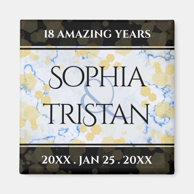 Imã Aniversário de Casamento de Porcelana 18 (Frente)