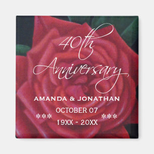 Imã Aniversário de Casamento de Rubi 40 anos Rosa Verm
