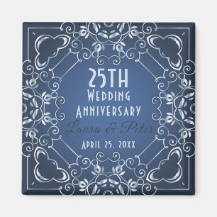 Imã Aniversário de Casamento de Silver e Azul Clássi