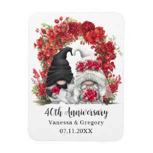 Ímã Aniversário de Casamento do 40º Arco Floral Vermel