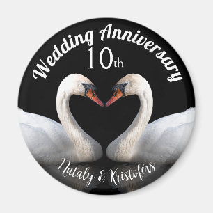 Imã Aniversário de casamento dois cisnes Black