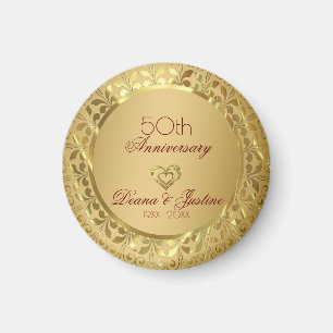 Imã Aniversário de casamento Dourado Sparkling