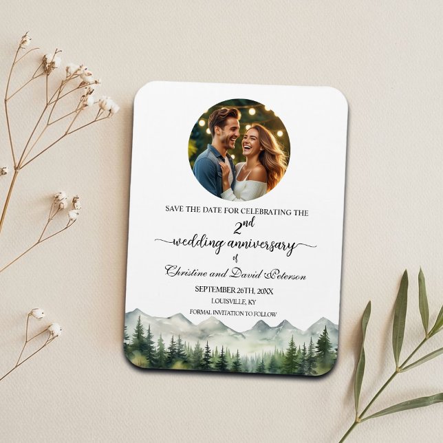 Ímã Aniversário de Casamento Mountain Pine Save the Da (Criador carregado)