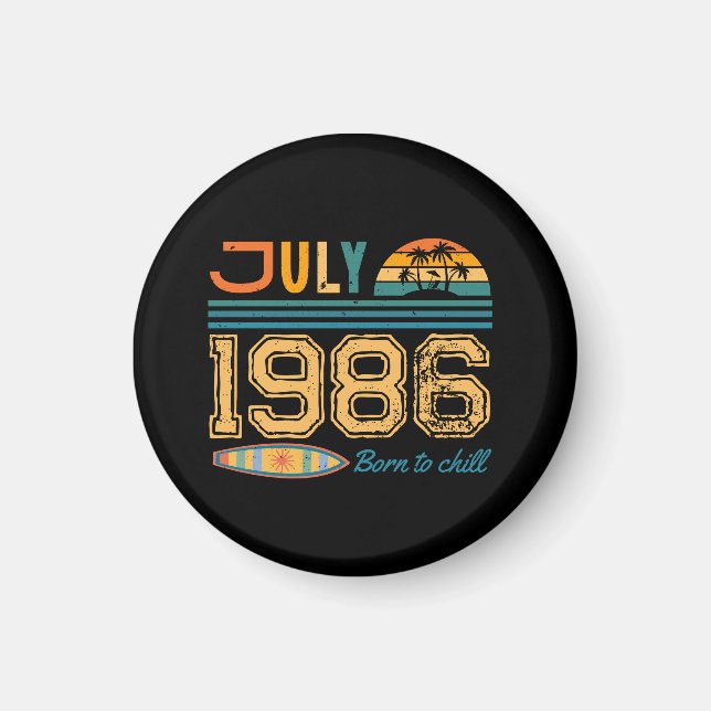 Imã Aniversário de Julho Ano Personalizado  (Frente)