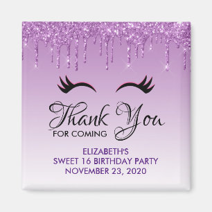 Imã Aniversário de Na moda Black Eyelashes e Roxo Gli