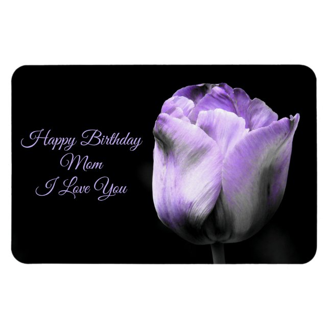 Ímã Aniversário de Tulip Roxo Mãe *personalize/persona (Horizontal)