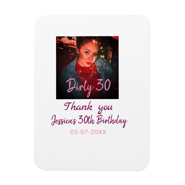 Ímã Aniversário Dirty 30 adicionar nome rosa adicionar (Vertical)