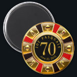 Imã Aniversário do 70 do Casino de Vegas | ouro negro<br><div class="desc">Um legal vermelho,  ouro e preto...  Casino de Aniversário de Las Vegas...  Use o botão PERSONALIZAR TI para adicionar seu próprio texto.</div>