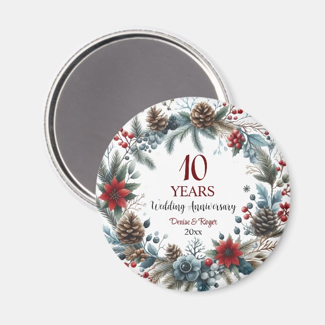 Imã Aniversário do Casamento de 10 Tin no Elegante Win (Front/Back)
