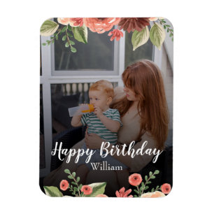 Ímã Aniversário do Costumize Photo Personalised Script