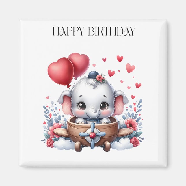 Imã Aniversário do Elefante Voador (Frente)