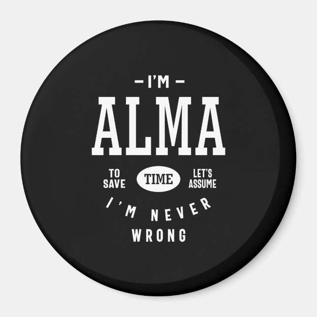 Imã Aniversário do Nome Personalizado Alma (Frente)