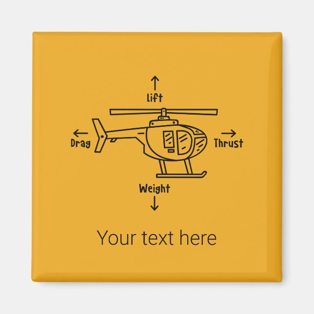 Imã Aniversário do Piloto de Ilustração de Helicóptero (Frente)