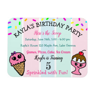 Ímã Aniversário do Sorvete Whimsical e da Garota Spri