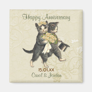 Imã Aniversário dos gatos do casamento - personalize