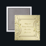 Imã Aniversário Dourado 50º Casamento<br><div class="desc">Um Design de Digitalbcon Images que apresenta uma cor dourada e tema de design florescente com uma variedade de imagens, formas, padrões, estilos e fontes personalizadas neste Magnet Quadrado "Desabrochar 50º Aniversário do Casamento Dourado". Este design elegante e atraente vem completo com letras de texto personalizáveis tanto na frente quanto...</div>