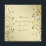Imã Aniversário Dourado 50º Casamento<br><div class="desc">Um Design de Digitalbcon Images que apresenta uma cor dourada e tema de design florescente com uma variedade de imagens, formas, padrões, estilos e fontes personalizadas neste Magnet Quadrado "Desabrochar 50º Aniversário do Casamento Dourado". Este design elegante e atraente vem completo com letras de texto personalizáveis tanto na frente quanto...</div>