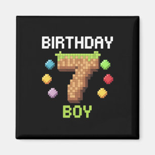 Imã Aniversário É meu 7 Aniversário Gamer Pixel Numb