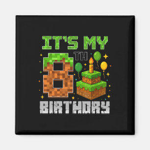 Imã Aniversário É o meu 8º Aniversário Gamer Pixel Boy